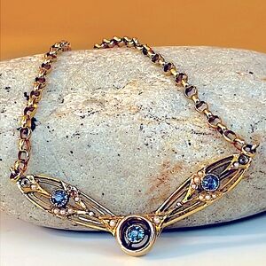 Ceylon sapphire, and tiny pearl necklace